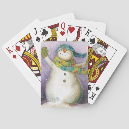 Snowman met Winter Mittens Pokerkaarten (Achterkant)