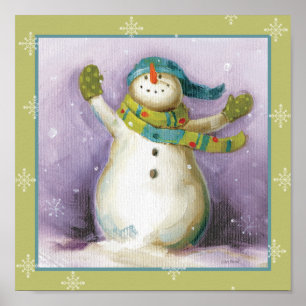 Snowman met Winter Mittens Poster