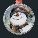 Snowman Metalen Ornament<br><div class="desc">Cute snewman versiert deze sierplant</div>