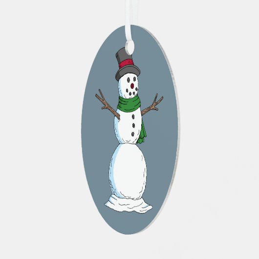 Snowman Metalen Ornament (Voorkant links)