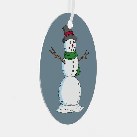 Snowman Metalen Ornament (Voorkant Rechts)