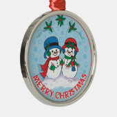 Snowman Metalen Ornament (Rechts)