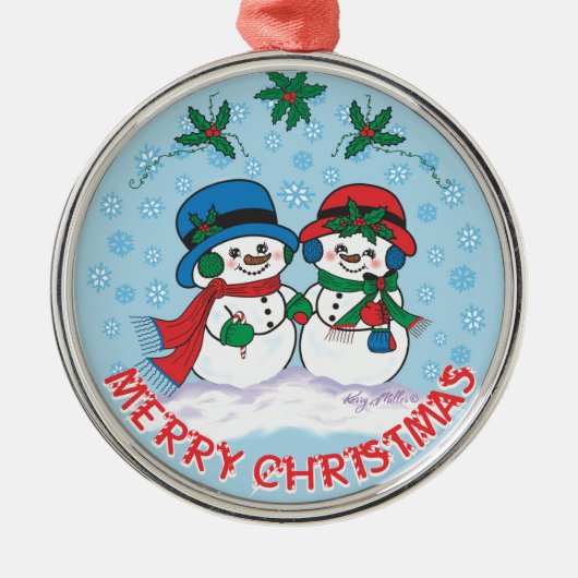 Snowman Metalen Ornament (Voorkant)