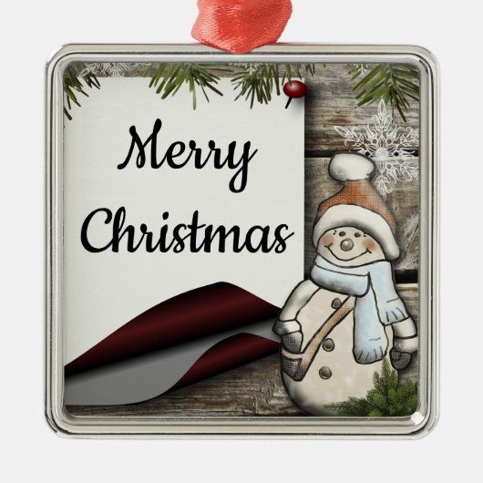 Snowman Metalen Ornament (Voorkant)