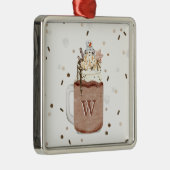 Snowman Milkshake Monogram Chocolade Metalen Ornament (Rechts)