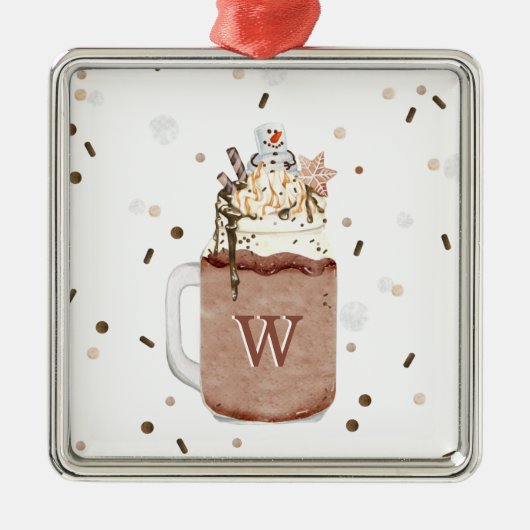 Snowman Milkshake Monogram Chocolade Metalen Ornament (Voorkant)