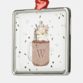 Snowman Milkshake Monogram Chocolade Metalen Ornament (Links)