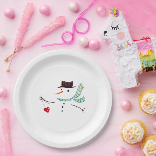 Snowman-minimalistische winterpartij papieren bordje (Feest)