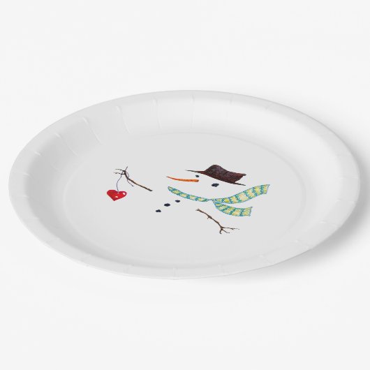 Snowman-minimalistische winterpartij papieren bordje (Gekanteld)