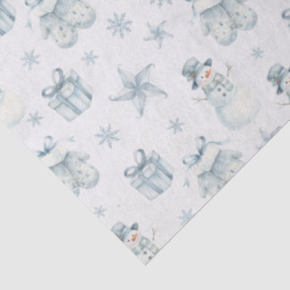 Snowman & Mittens Tissue Paper – Blue Winter Gift Tissuepapier