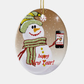 Snowman-mobiele telefoon keramisch ornament (Rechts)