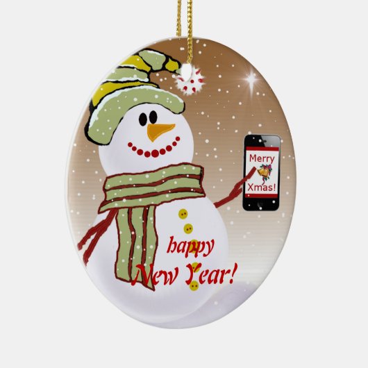 Snowman-mobiele telefoon keramisch ornament (Rechts)