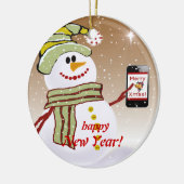 Snowman-mobiele telefoon keramisch ornament (Links)