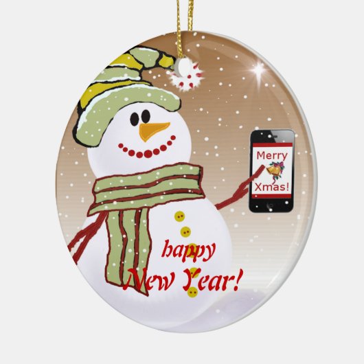 Snowman-mobiele telefoon keramisch ornament (Links)