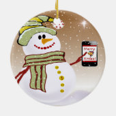 Snowman-mobiele telefoon keramisch ornament (Achterkant)