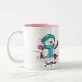 Snowman Mok, Roze - Gerda Steiner Tweekleurige Koffiemok (Links)