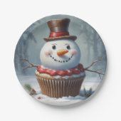 Snowman Muffin Papieren Bordje (Voorkant)