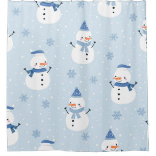 Snowman naadloos patroon, winterachtergrond, winte douchegordijn