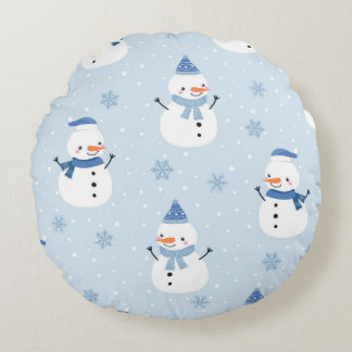 Snowman naadloos patroon, winterachtergrond, winte rond kussen