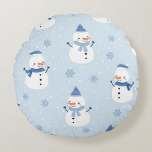 Snowman naadloos patroon, winterachtergrond, winte rond kussen