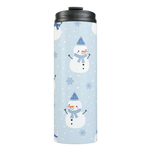 Snowman naadloos patroon, winterachtergrond, winte thermosbeker (Voorkant)