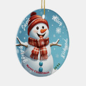 Snowman naam Ornament, gepersonaliseerde kerst Keramisch Ornament (Rechts)