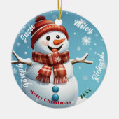 Snowman naam Ornament, gepersonaliseerde kerst Keramisch Ornament (Voorkant)