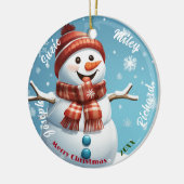 Snowman naam Ornament, gepersonaliseerde kerst Keramisch Ornament (Links)