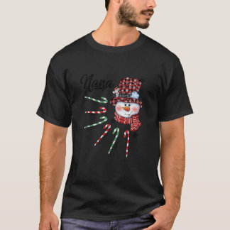 Snowman Nana Candy Cane Red Pset met kerstcadeaus T-shirt