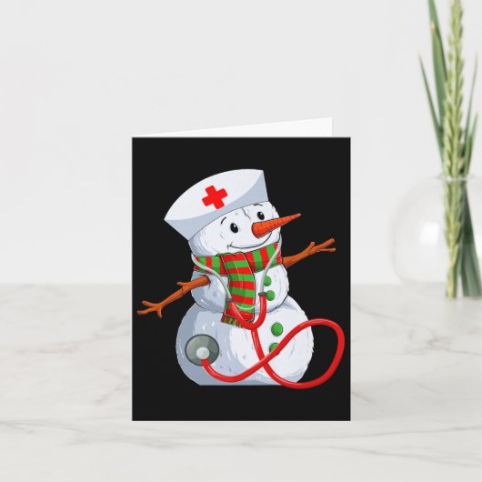 Snowman Nurse Christmas Stethoscope Nursing Scrub  Kaart (Voorkant)