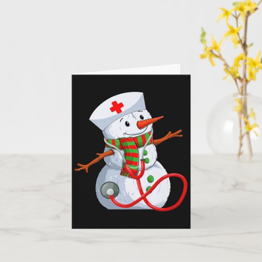 Snowman Nurse Christmas Stethoscope Nursing Scrub  Kaart (Gele Bloem)