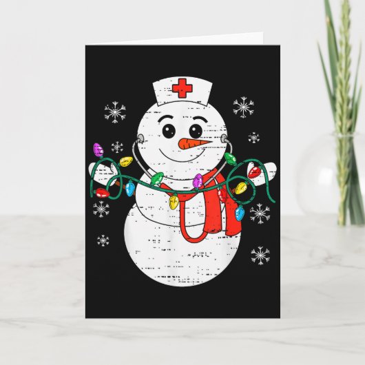 Snowman Nurse Christmas Stethoscope Xmas Scrub Top Kaart (Voorkant)