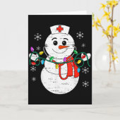 Snowman Nurse Christmas Stethoscope Xmas Scrub Top Kaart (Gele Bloem)