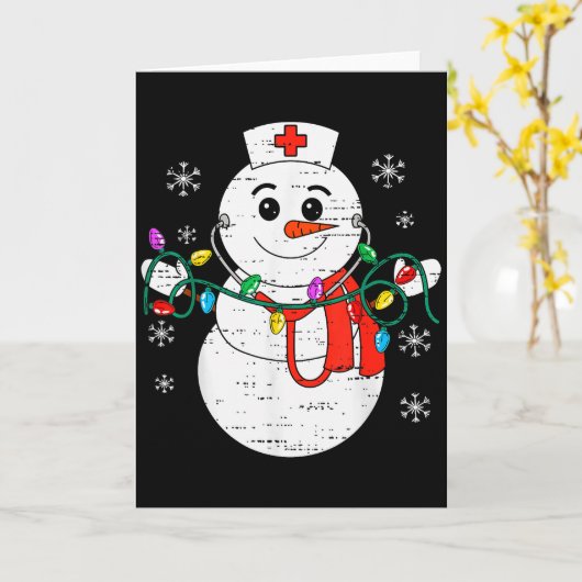 Snowman Nurse Christmas Stethoscope Xmas Scrub Top Kaart (Gele Bloem)