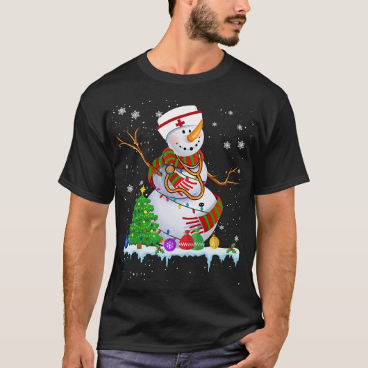 Snowman Nurse kerstlamsbomen Snowman N T-shirt (Voorkant)