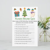 Snowman Nursery Rhyme Quiz baby shower game (Staand voorkant)