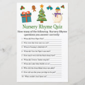 Snowman Nursery Rhyme Quiz baby shower game (Voorkant)