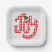 Snowman On Gingham Joy Papieren Bordje (Voorkant)