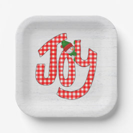 Snowman On Gingham Joy Papieren Bordje