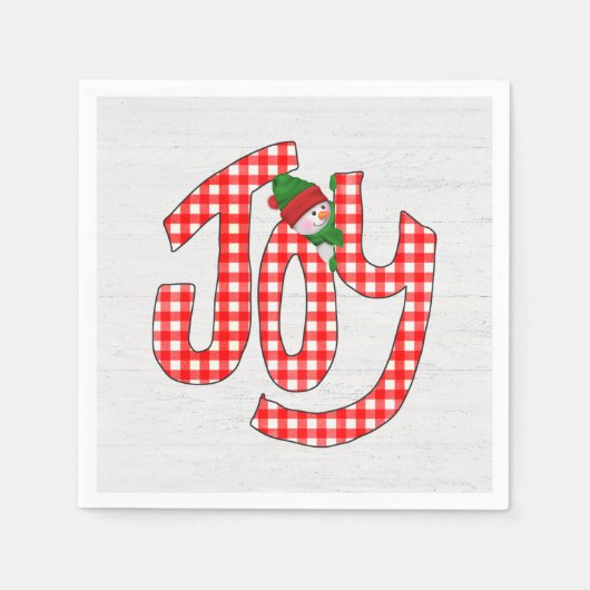 Snowman On Gingham Joy Servet (Voorkant)