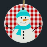 Snowman on Play Keramisch Ornament<br><div class="desc">Snowman op de vlakke achtergrond</div>