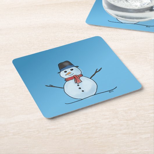 Snowman-onderzetters Kartonnen Onderzetters (Schuin)