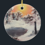 Snowman online keramisch ornament<br><div class="desc">Cirkelversiering met reproductie van een origineel oliefilter</div>