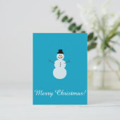 Snowman op Blauwe Achtergrond. Gelukkig kerstfeest Briefkaart (Staand voorkant)