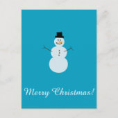 Snowman op Blauwe Achtergrond. Gelukkig kerstfeest Briefkaart (Voorkant)