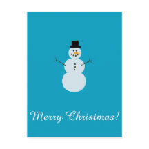 Snowman op Blauwe Achtergrond. Gelukkig kerstfeest