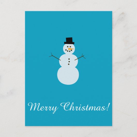 Snowman op Blauwe Achtergrond. Gelukkig kerstfeest Briefkaart (Voorkant)