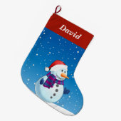 Snowman op blauwe grote kerstmis grote kerstsok (Voorkant (Hangend))
