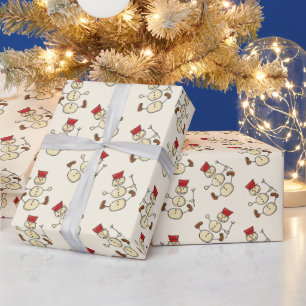Snowman op Cosmic Latte Christmas Cadeaupapier