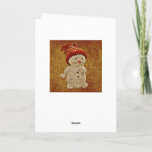 Snowman op de burlap schattige landwinter kaart (Achterkant)